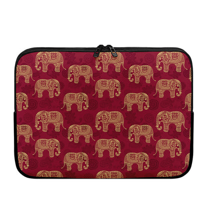 Gold And Red Boho Elephant Print Laptop Sleeve