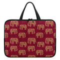 Gold And Red Boho Elephant Print Laptop Sleeve With Handle