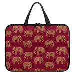 Gold And Red Boho Elephant Print Laptop Sleeve With Handle