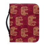 Gold And Red Boho Elephant Print Leather Bible Cover