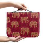 Gold And Red Boho Elephant Print Leather Bible Cover