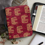 Gold And Red Boho Elephant Print Leather Bible Cover