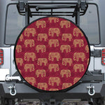 Gold And Red Boho Elephant Print Leather Spare Tire Cover