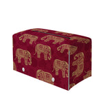 Gold And Red Boho Elephant Print Leather Tissue Box Cover