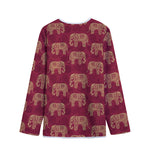 Gold And Red Boho Elephant Print Long Sleeve Short Coat