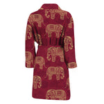 Gold And Red Boho Elephant Print Men's Bathrobe