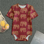 Gold And Red Boho Elephant Print Men's Bodysuit