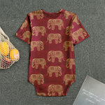 Gold And Red Boho Elephant Print Men's Bodysuit