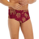 Gold And Red Boho Elephant Print Men's Briefs