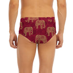Gold And Red Boho Elephant Print Men's Briefs