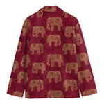Gold And Red Boho Elephant Print Men's Cotton Blazer