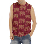 Gold And Red Boho Elephant Print Men's Fitness Tank Top