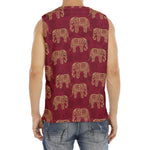 Gold And Red Boho Elephant Print Men's Fitness Tank Top