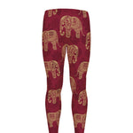 Gold And Red Boho Elephant Print Men's leggings