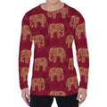 Gold And Red Boho Elephant Print Men's Long Sleeve T-Shirt