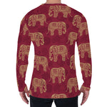 Gold And Red Boho Elephant Print Men's Long Sleeve T-Shirt