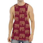 Gold And Red Boho Elephant Print Men's Muscle Tank Top