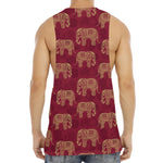 Gold And Red Boho Elephant Print Men's Muscle Tank Top