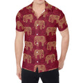 Gold And Red Boho Elephant Print Men's Shirt