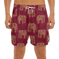 Gold And Red Boho Elephant Print Men's Split Running Shorts