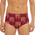 Gold And Red Boho Elephant Print Men's Triangle Swim Briefs