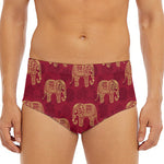 Gold And Red Boho Elephant Print Men's Triangle Swim Briefs