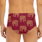 Gold And Red Boho Elephant Print Men's Triangle Swim Briefs