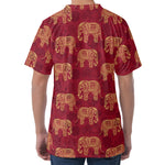 Gold And Red Boho Elephant Print Men's Velvet T-Shirt