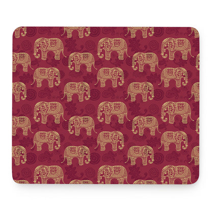 Gold And Red Boho Elephant Print Mouse Pad