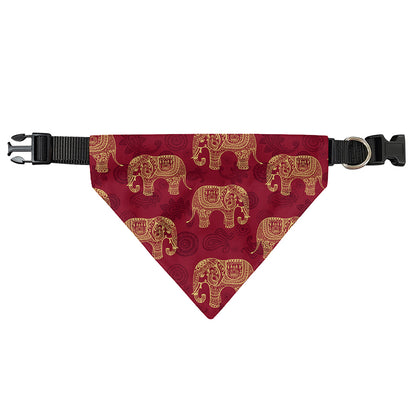 Gold And Red Boho Elephant Print Over The Collar Dog Bandana