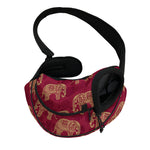 Gold And Red Boho Elephant Print Pet Sling Carrier