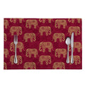 Gold And Red Boho Elephant Print Placemat