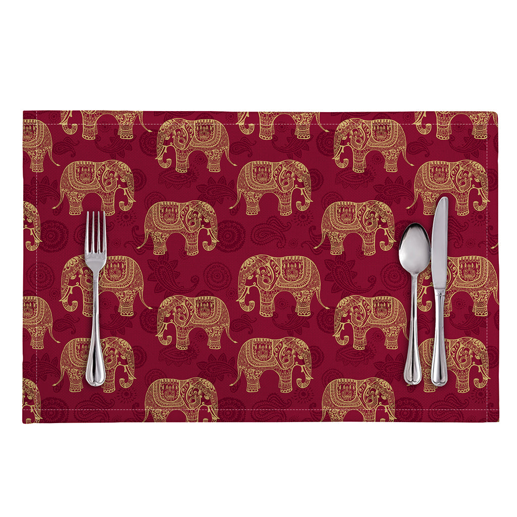 Gold And Red Boho Elephant Print Placemat