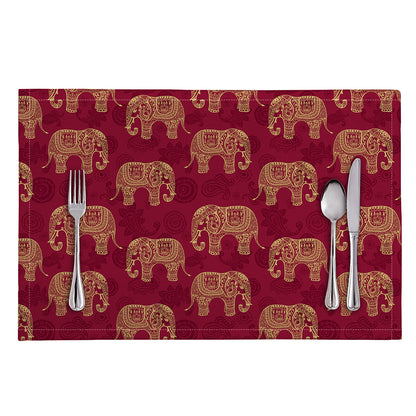 Gold And Red Boho Elephant Print Placemat