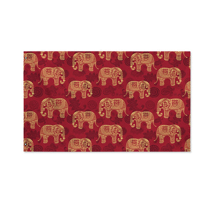 Gold And Red Boho Elephant Print Polyester Flag