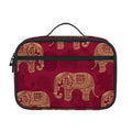 Gold And Red Boho Elephant Print Portable Lunch Bag