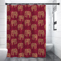 Gold And Red Boho Elephant Print Premium Shower Curtain