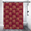 Gold And Red Boho Elephant Print Premium Shower Curtain