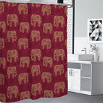 Gold And Red Boho Elephant Print Premium Shower Curtain