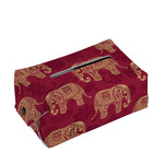 Gold And Red Boho Elephant Print Rectangle Tissue Box Cover
