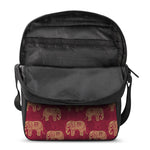 Gold And Red Boho Elephant Print Rectangular Crossbody Bag