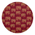 Gold And Red Boho Elephant Print Round Blanket