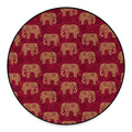 Gold And Red Boho Elephant Print Round Floor Mat