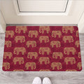 Gold And Red Boho Elephant Print Rubber Doormat