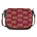 Gold And Red Boho Elephant Print Saddle Bag