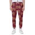 Gold And Red Boho Elephant Print Joggers