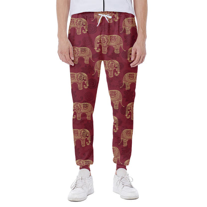 Gold And Red Boho Elephant Print Scuba Joggers