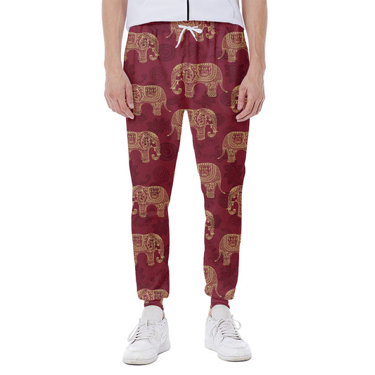 Gold And Red Boho Elephant Print Scuba Joggers