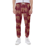 Gold And Red Boho Elephant Print Scuba Joggers