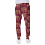 Gold And Red Boho Elephant Print Scuba Joggers